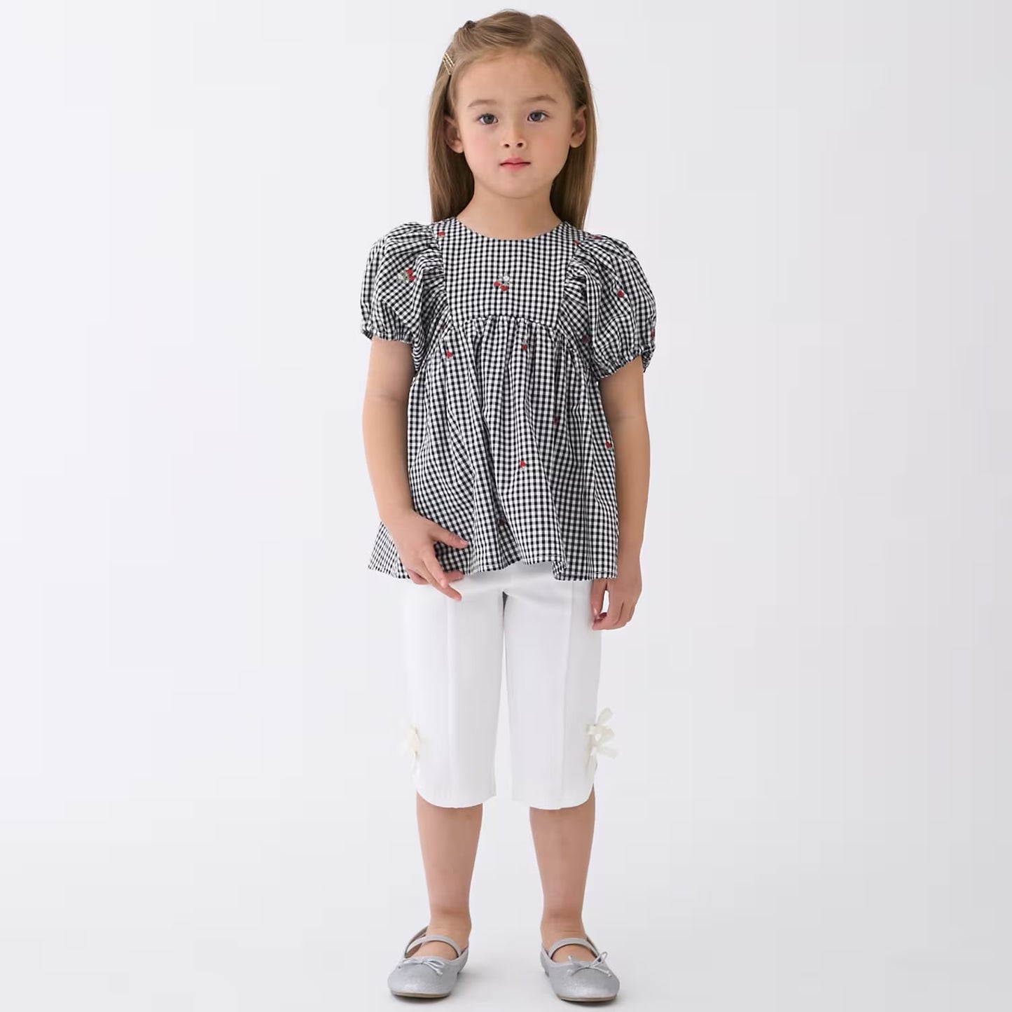 日本童裝 pe#main 士多啤梨刺繡泡芙袖上衣 80-130cm 女童款 夏季 TOPS