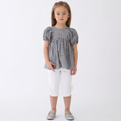 日本童裝 pe#main 防污系列 七分長蝴蝶結短褲 80-130cm 女童款 夏季 PANTS