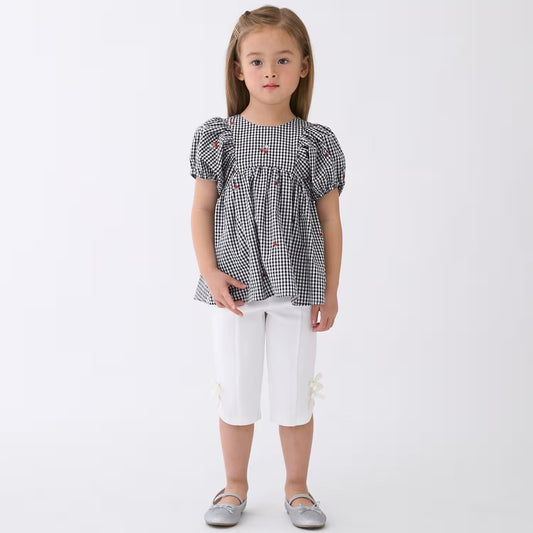 日本童裝 pe#main 防污系列 七分長蝴蝶結短褲 80-130cm 女童款 夏季 PANTS