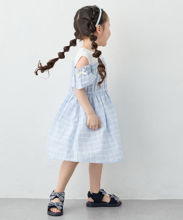 日本童裝 aF#a325 露肩連身裙 100-150cm 女童款 夏季 DRESSES