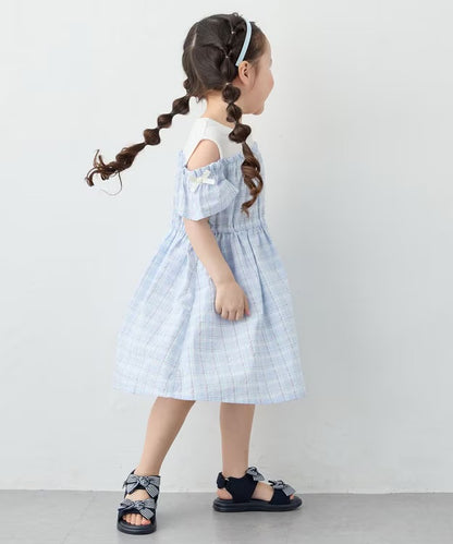 日本童裝 aF#a325 露肩連身裙 100-150cm 女童款 夏季 DRESSES
