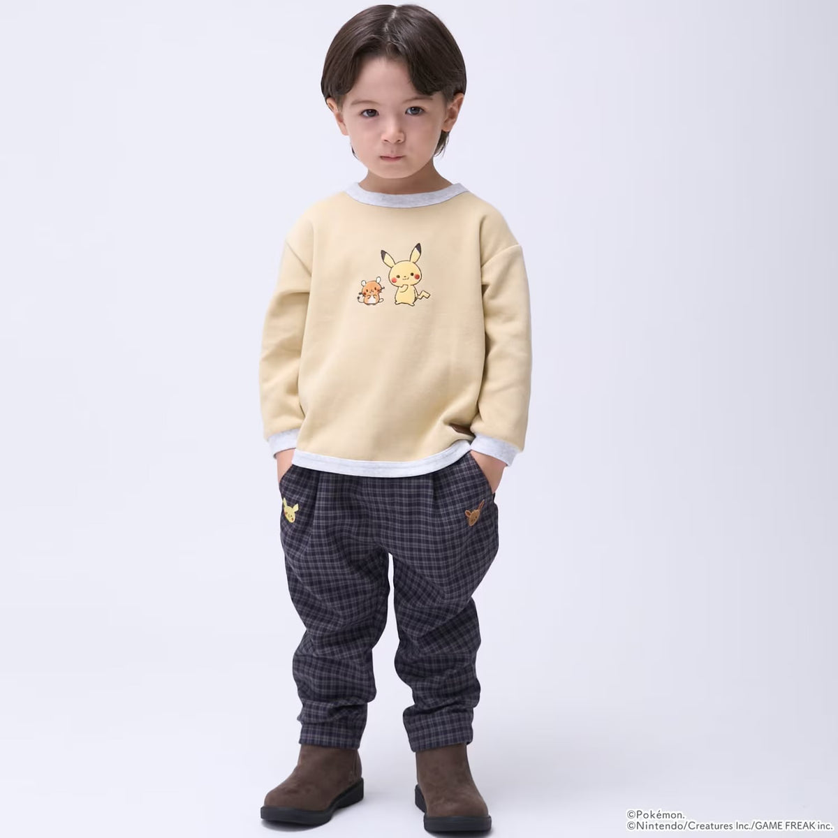 日本童裝 pe#main x【monpoke】貼花長袖上衣 80-120cm 男童款/女童款 秋季 TOPS