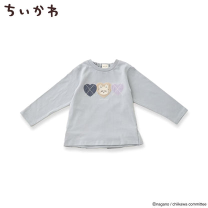日本童裝 pe#main x【Chiikawa】菱形圖案長袖上衣 80-130cm 女童款 初生嬰兒 夏季 TOPS
