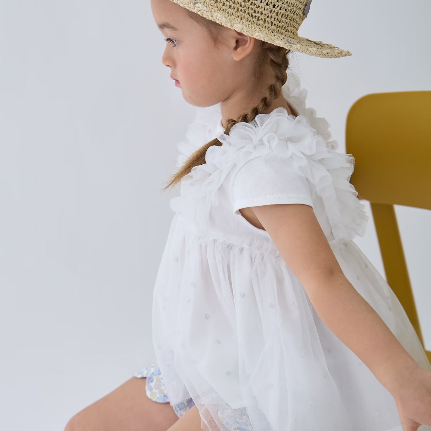 日本童裝 pe#main 假兩件薄紗拼接上衣 80-130cm 女童款 夏季 TOPS