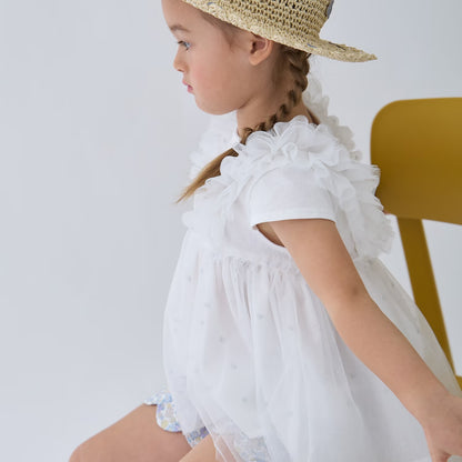 日本童裝 pe#main 假兩件薄紗拼接上衣 80-130cm 女童款 夏季 TOPS