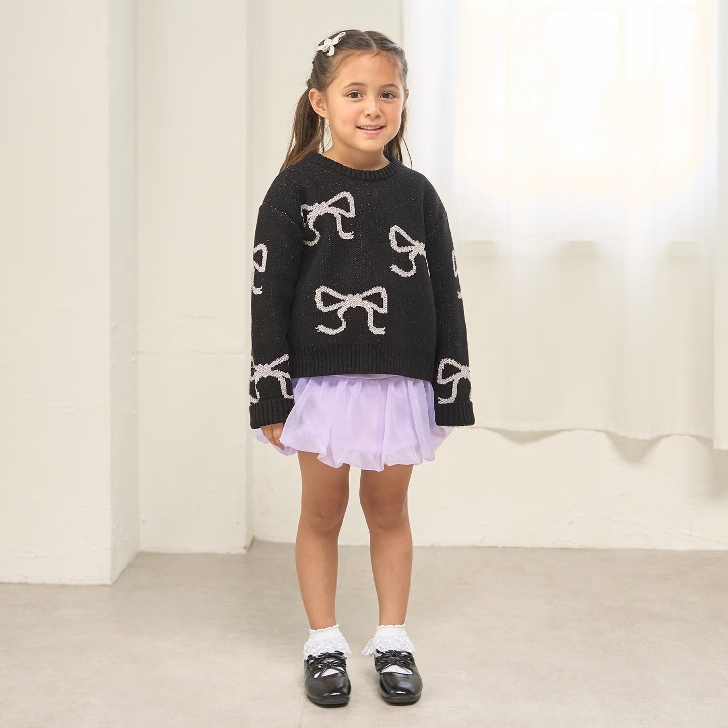 日本童裝 Ly# mine 閃閃蝴蝶結針織毛衣 110-140cm 女童款 冬季 TOPS