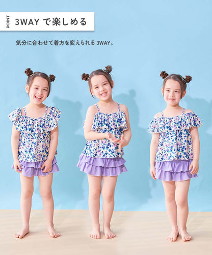 日本童裝 dev!rock 防UV 泳衣兩件套裝 100-160cm 女童款 夏季 TOPS PANTS 夏日玩水泳衣特輯