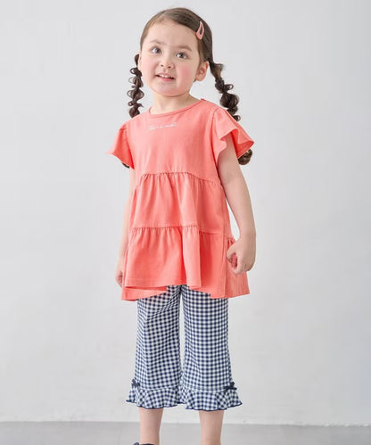 日本童裝 aF#a325 接觸冷感 小飛袖上衣 90-150cm 女童款 夏季 TOPS