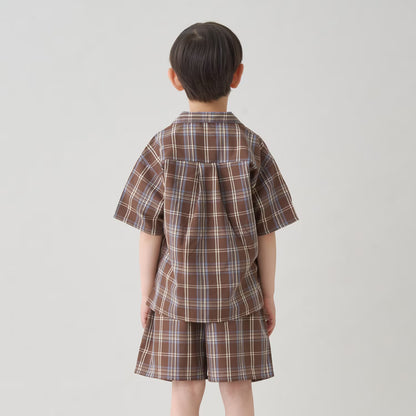 日本童裝 b・R# 襯衫短褲兩件套裝 100-140cm 男童款 夏季 TOPS PANTS