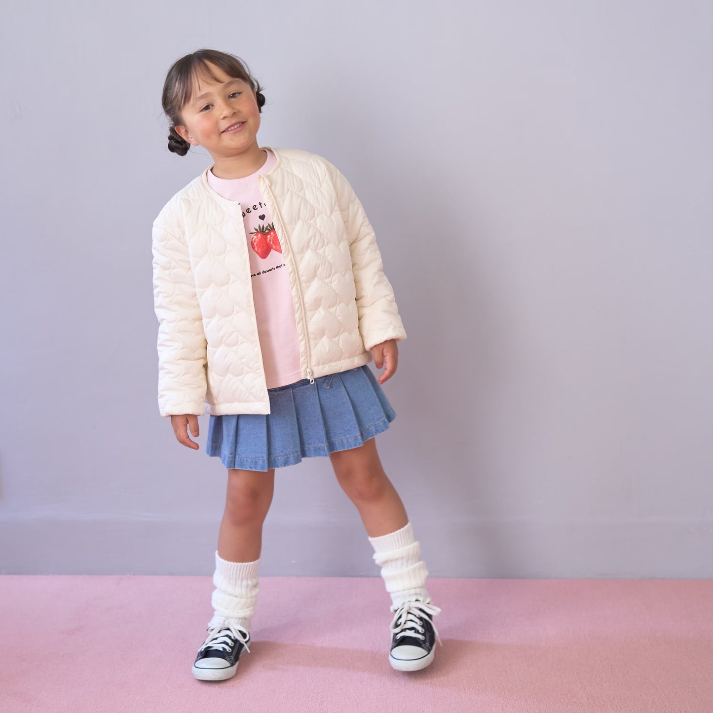 日本童裝 Ly# mine 心型絎縫夾棉外套 90-140cm 女童款 冬季 (適合初秋、香港平均溫度、寒冷天氣）OUTERWEAR 【日本預售：2026年9月中旬】