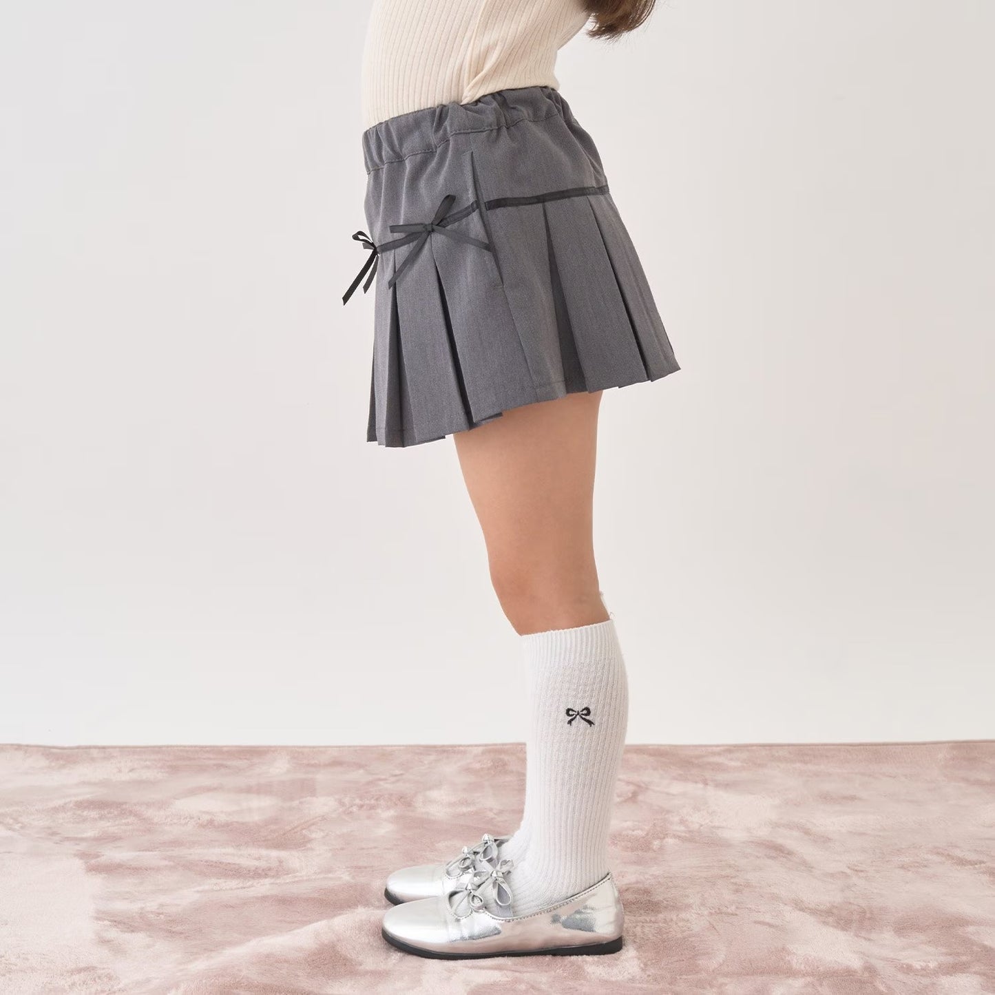 日本童裝 Ly# mine 百摺短裙 100-150cm 女童款 冬季 SKIRTS 聖誕紅/新年紅