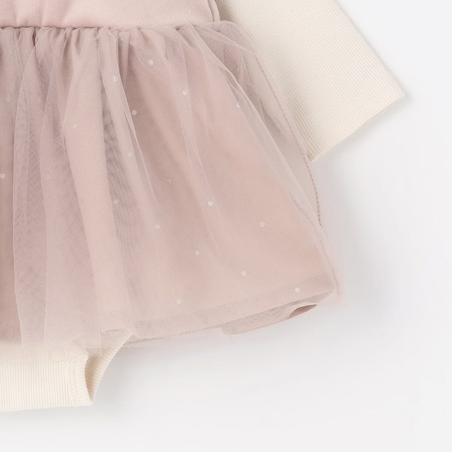 日本童裝 pe#main 假兩件網紗連衣 70-80cm 初生嬰兒 女童款 冬季 Jumpsuit