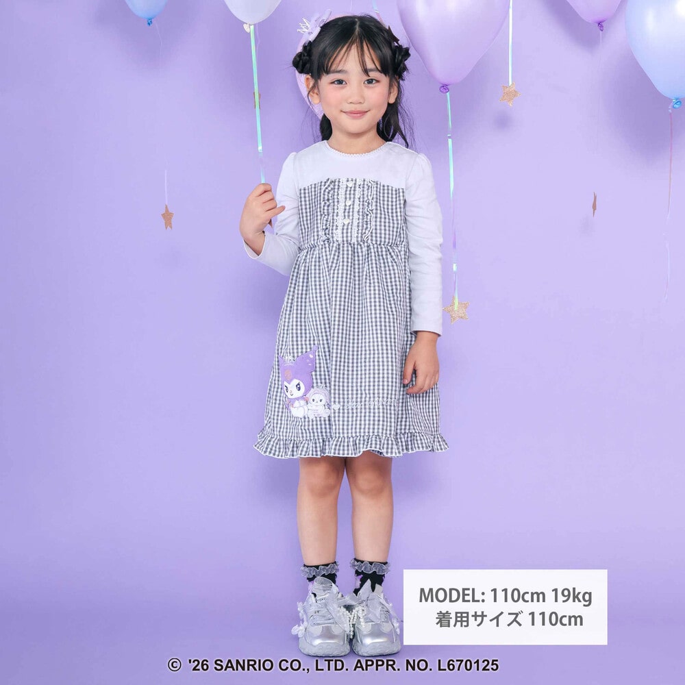 日本童裝 Slap Slip x Sanrio 格子拼接連身裙 80-130cm 女童款 秋季 DRESSES 其他品牌童裝