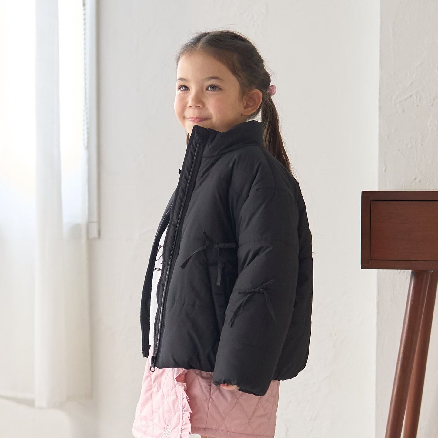 日本童裝 Ly# mine 蝴蝶結夾棉外套 100-150cm 女童款 冬季 (適合寒冷天氣、溫度低天氣）OUTERWEAR