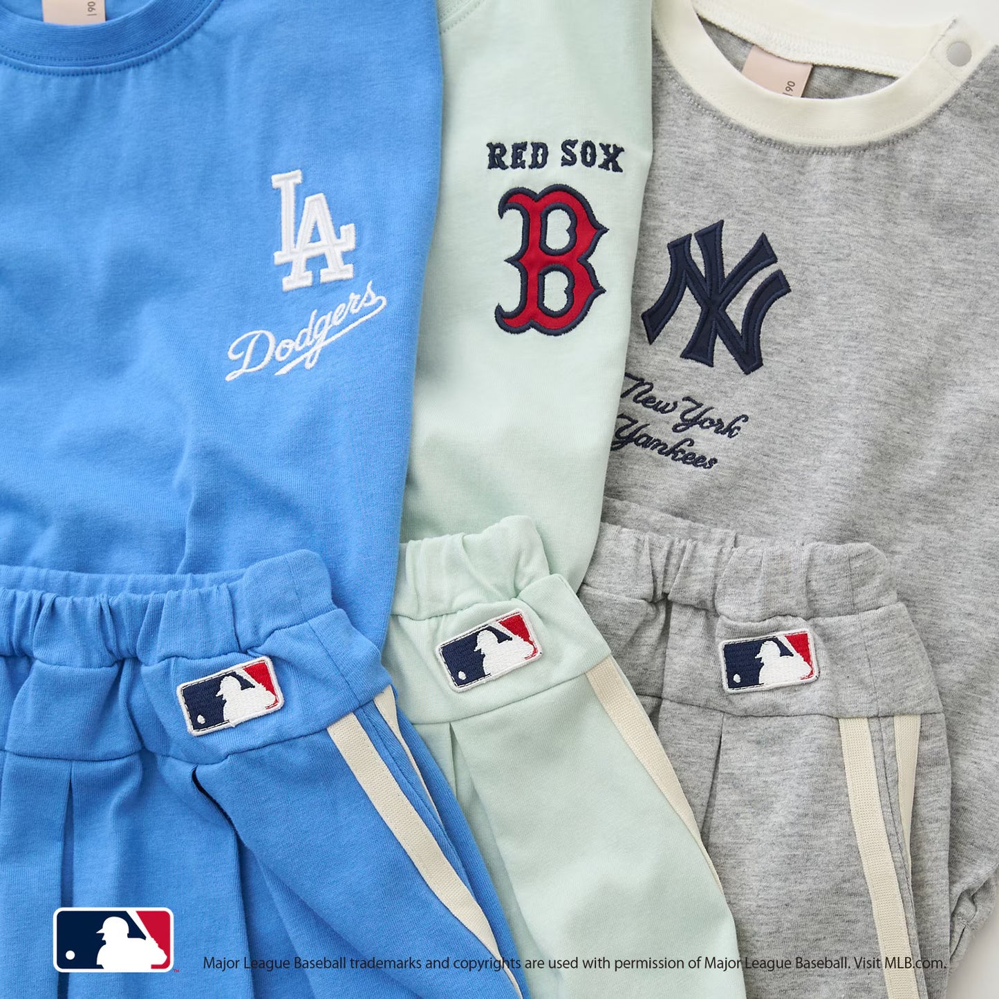 日本童裝 pe#main x 【MLB】上衣短褲兩件套裝 80-130cm 男童款 夏季 TOPS PANTS
