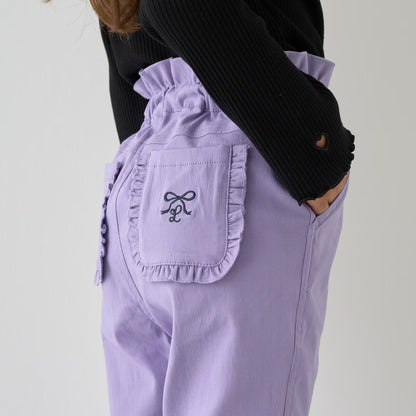 日本童裝 Ly# mine 荷葉邊口袋彈力長褲 100-140cm 女童款 秋季 PANTS