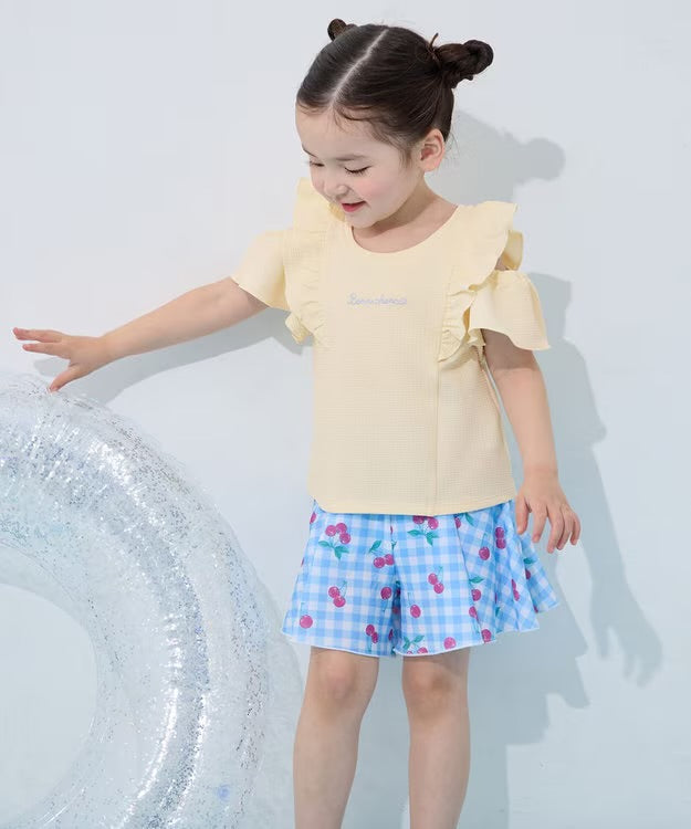 日本童裝 aF#a325 防UV 泳衣兩件套裝 100-140cm 女童款 夏季 夏日玩水泳衣特輯
