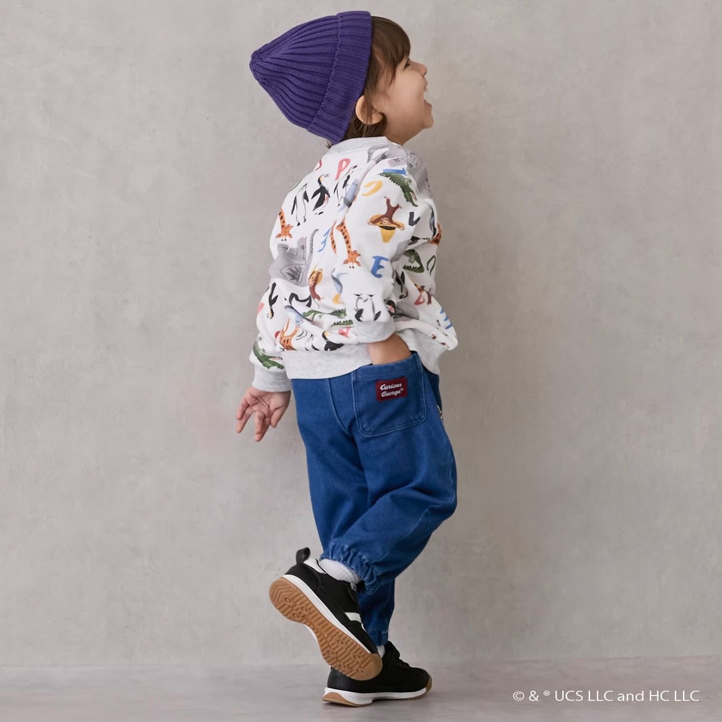 日本童裝 pe#main x Curious George 工裝長褲 80-130cm 男童款 冬季 PANTS