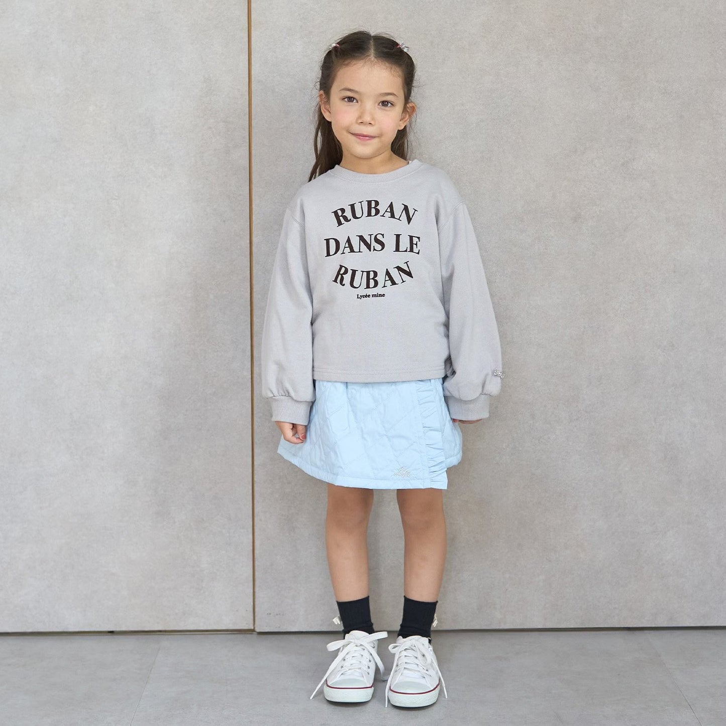 日本童裝 Ly# mine 側邊褶皺印花衛衣 100-150cm 女童款 冬季 TOPS