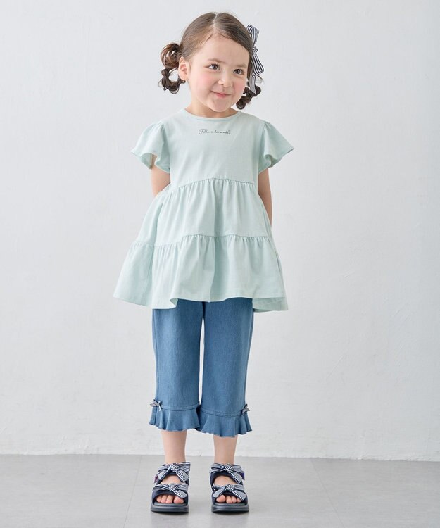 日本童裝 aF#a325 接觸冷感 花邊七分褲 90-140cm 女童款 夏季 PANTS