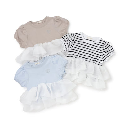 日本童裝 Ly# mine 歐根紗拼接上衣 90-140cm 女童款 夏季 TOPS