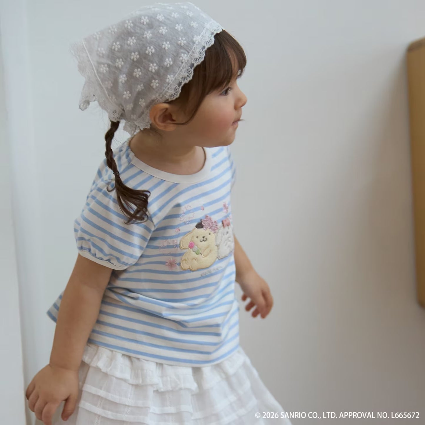 日本童裝 pe#main x 【Sanrio】刺繡圖案上衣 80-130cm 女童款 夏季 TOPS