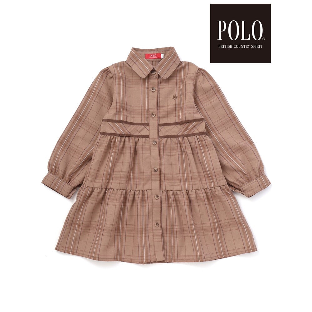 日本童裝  SLAP SLIP x POLO BCS 格紋拼接連身裙 80-130cm 女童款 秋季 DRESSES 面試/宴會/表演