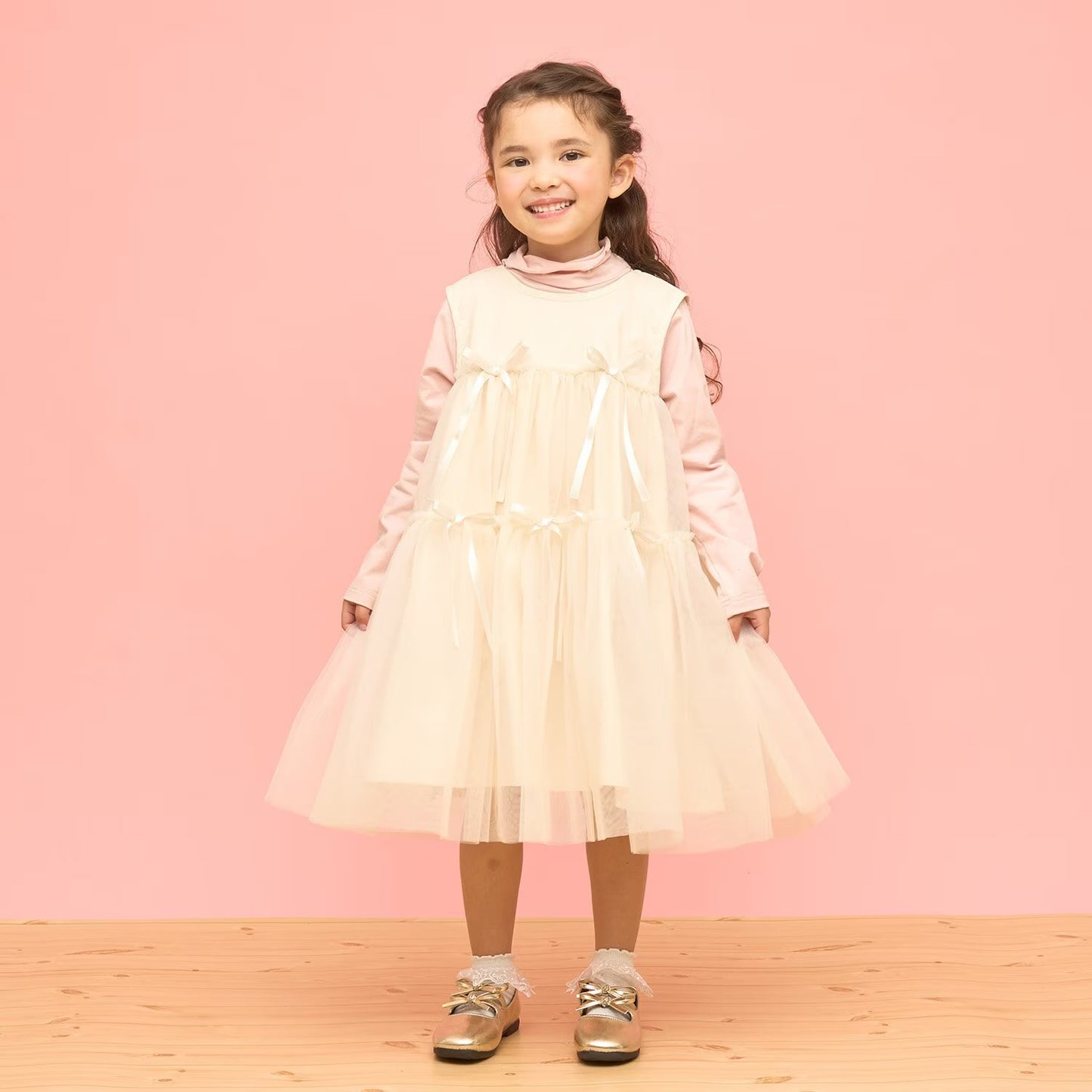 日本童裝 Ly# mine 蓬鬆薄紗多層連身裙 100-150cm 女童款 冬季 DRESSES