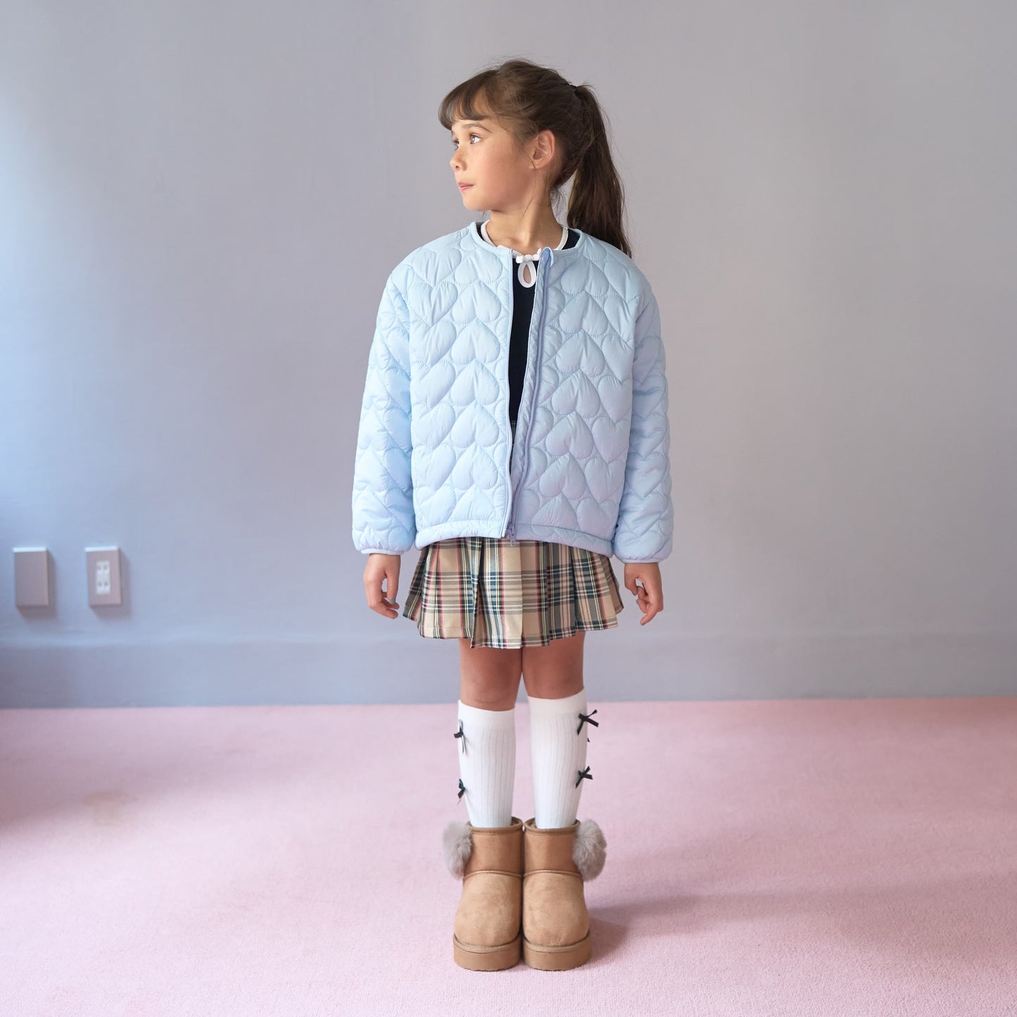 日本童裝 Ly# mine 心型絎縫夾棉外套 90-140cm 女童款 冬季 (適合初秋、香港平均溫度、寒冷天氣）OUTERWEAR 【日本預售：2026年9月中旬】