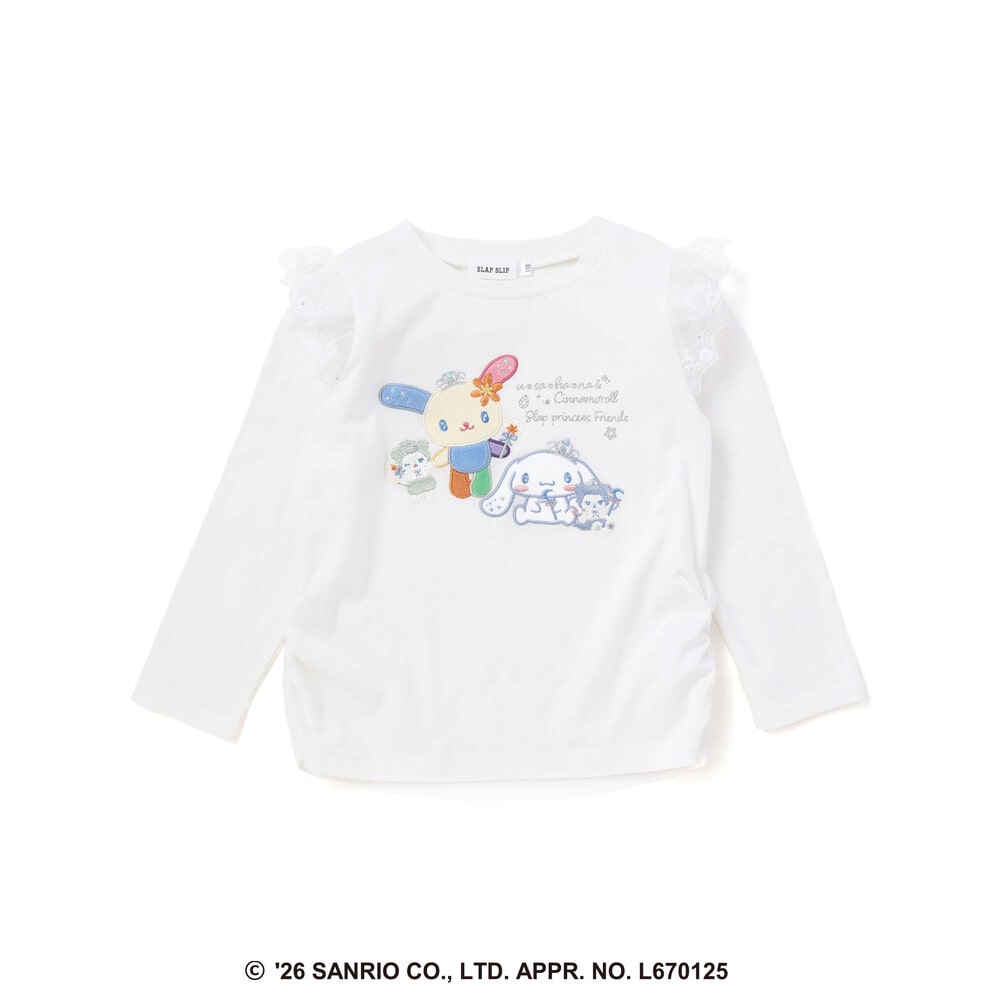 日本童裝 Slap Slip x Sanrio 肩部刺繡荷葉邊長袖上衣 80-130cm 女童款 秋季 TOPS 其他品牌童裝