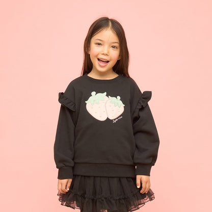 日本童裝 Ly# mine 速乾系列 士多啤梨貼花衛衣 100-150cm 女童款 冬季 TOPS