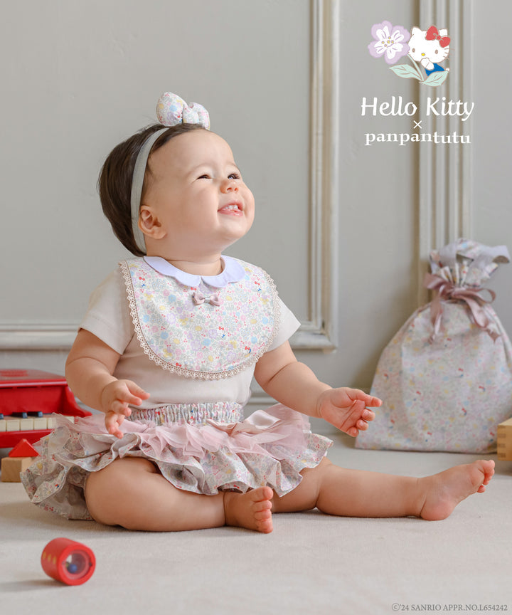 日本童裝 panpantutu x Sanrio Hello Kitty 可繡名 口水巾＋抽繩袋＋裙褲 三件套裝 女童款 初生嬰兒 夏季 PANTS 日常用品