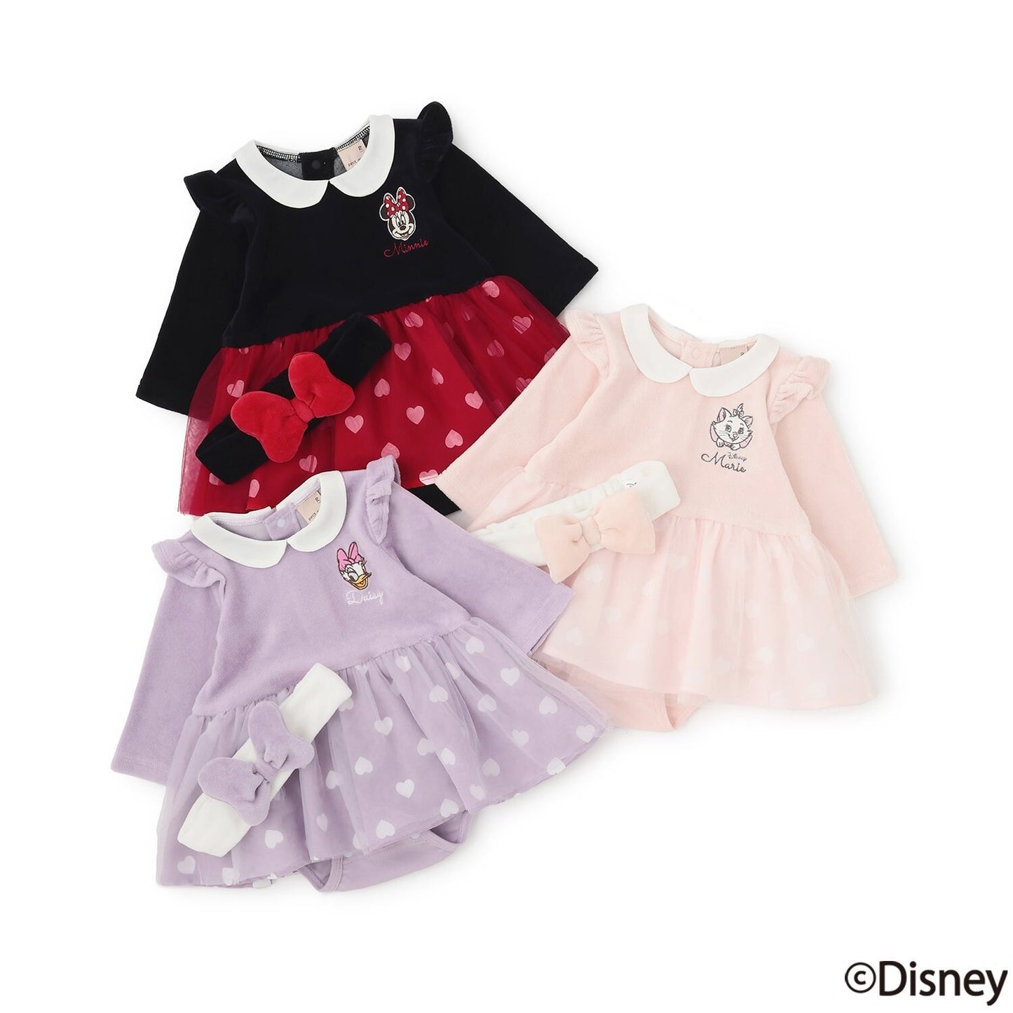 日本童裝 pe#main x Disney 拼接網紗連衣 70-80cm 女童款 初生嬰兒 秋季 Jumpsuit