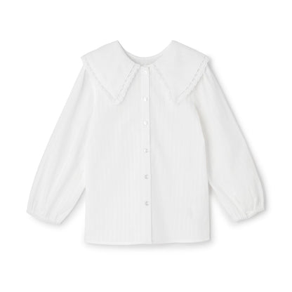 日本童裝 Ly# mine 2Way 前後兩著 荷葉領襯衫 100-140cm 女童款 秋季 TOPS 面試/宴會/表演