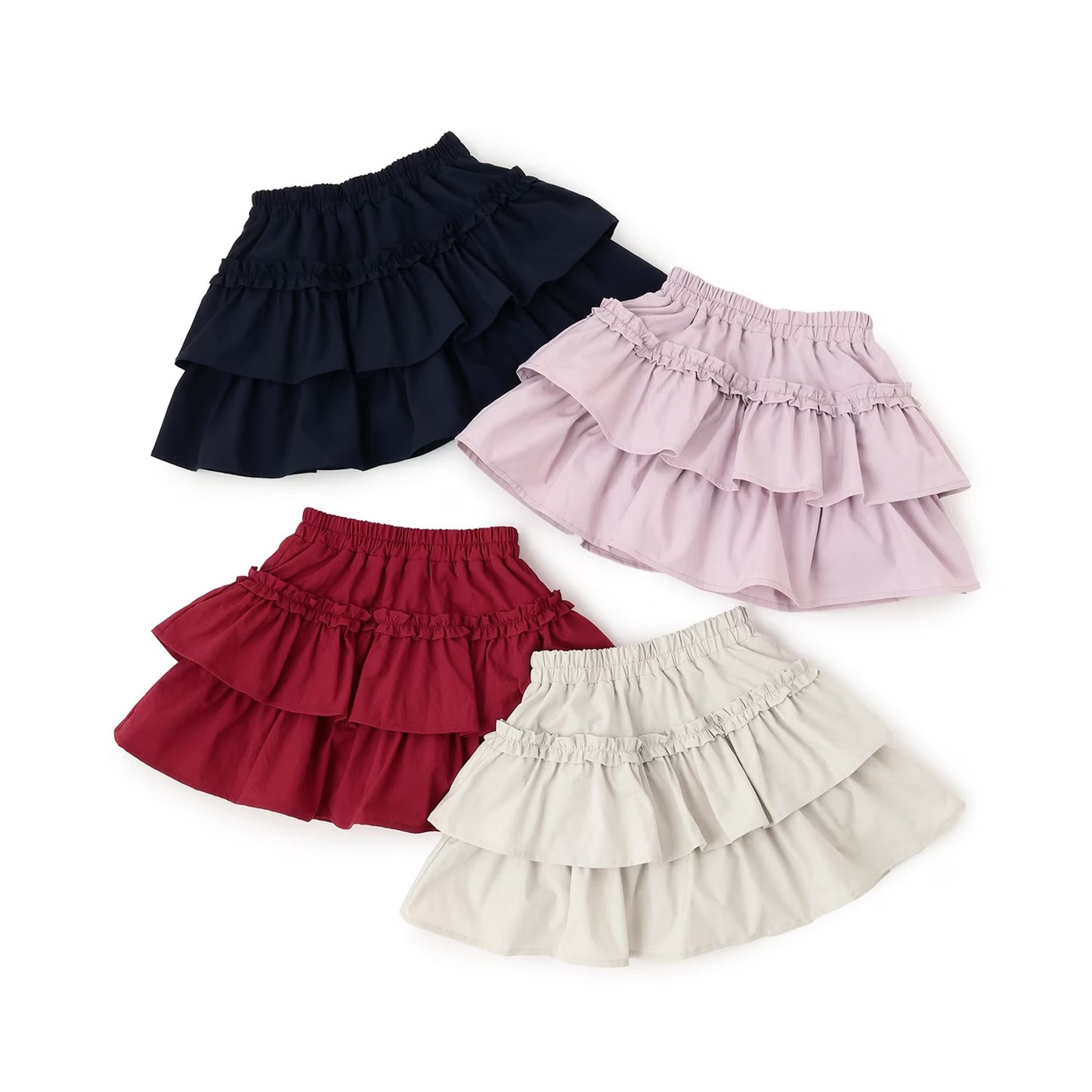 日本童裝 Ly# mine 層疊蛋糕短裙 100-150cm 女童款 冬季 SKIRTS 聖誕紅/新年紅