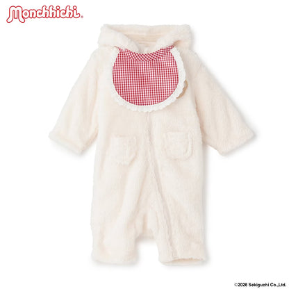 日本童裝 pe#main x Monchhichi 毛毛連衣及口水巾 70-80cm 男童款/女童款 初生嬰兒 秋季 Jumpsuit