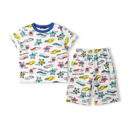 Moujonjon JR Shinkansen Pajamas (90-130cm) for Boys (Japanese Children's Clothing) Summer Pajamas (Railway Series) 