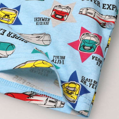 Moujonjon JR Shinkansen Pajamas (90-130cm) for Boys (Japanese Children's Clothing) Summer Pajamas (Railway Series) 