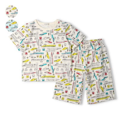 Moujonjon JR Shinkansen Pajamas (90-140cm) for Boys (Japanese Children's Clothing) Summer Pajamas (Railway Series) 