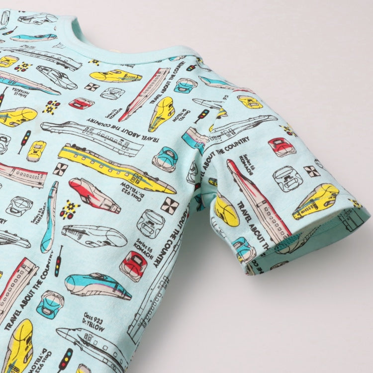 Moujonjon JR Shinkansen Pajamas (90-140cm) for Boys (Japanese Children's Clothing) Summer Pajamas (Railway Series) 