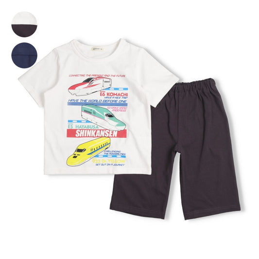 Moujonjon JR Shinkansen Pajamas (90-140cm) for Boys (Japanese Children's Clothing) Summer Pajamas (Railway Series) 