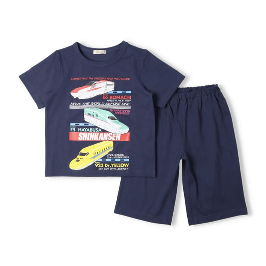 Moujonjon JR Shinkansen Pajamas (90-140cm) for Boys (Japanese Children's Clothing) Summer Pajamas (Railway Series) 
