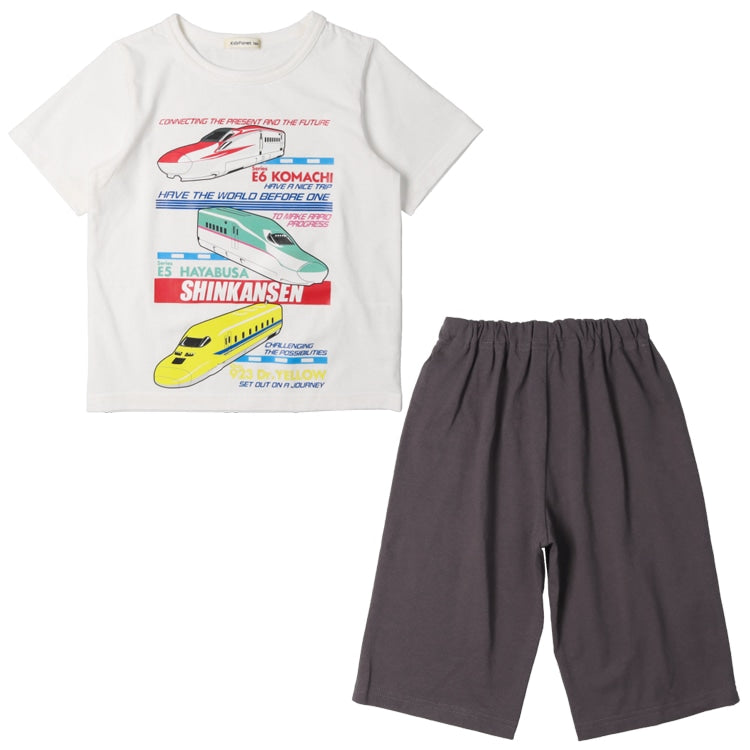 Moujonjon JR Shinkansen Pajamas (90-140cm) for Boys (Japanese Children's Clothing) Summer Pajamas (Railway Series) 
