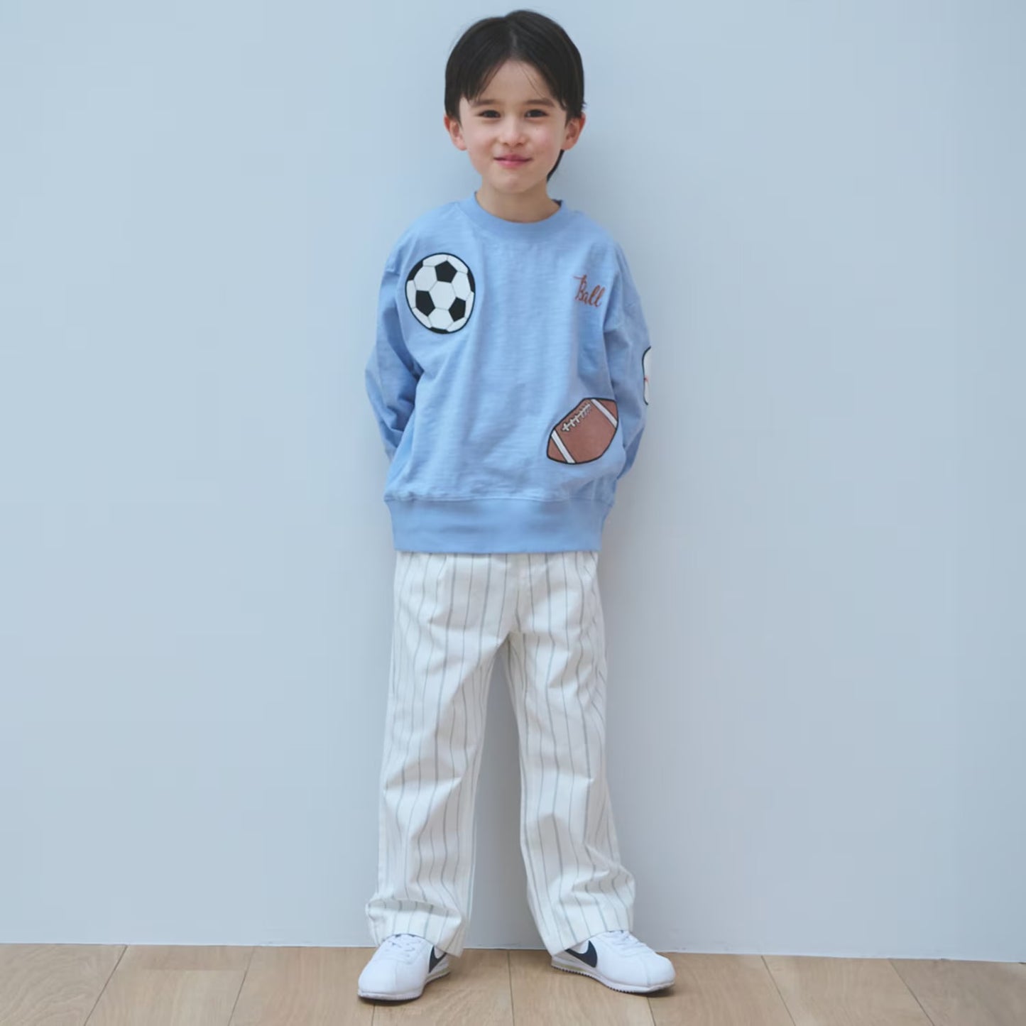 日本童裝 pe#main 球類貼花長袖上衣 80-130cm 男童款 夏季 TOPS