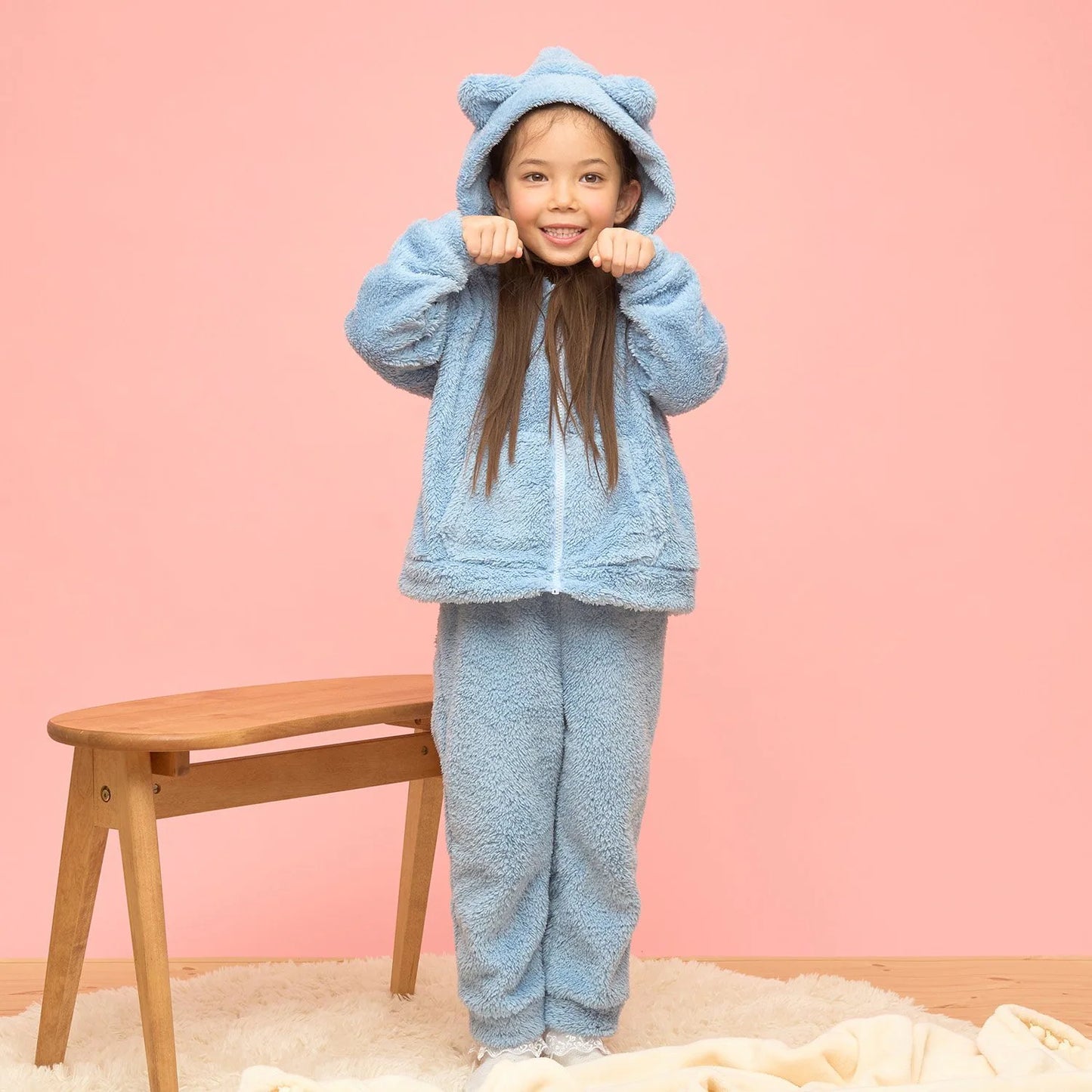 日本童裝 Ly# mine 毛毛睡衣套裝 100-150cm 女童款 冬季 TOPS PANTS 睡衣系列