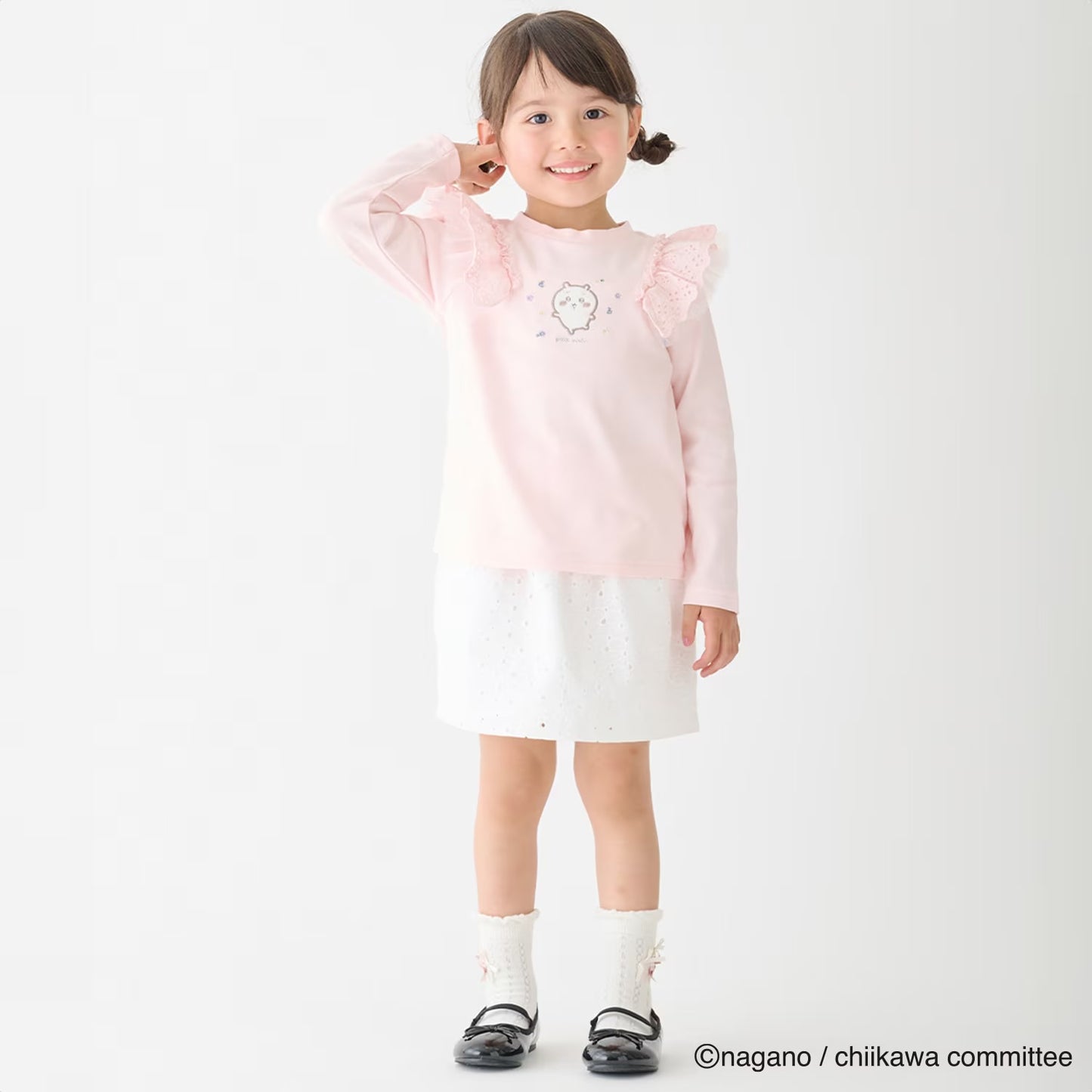 日本童裝 pe#main x Chiikawa 蕾絲肩袖上衣 80-130cm 女童款 夏季 TOPS