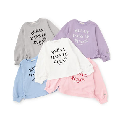 日本童裝 Ly# mine 側邊褶皺印花衛衣 100-150cm 女童款 冬季 TOPS