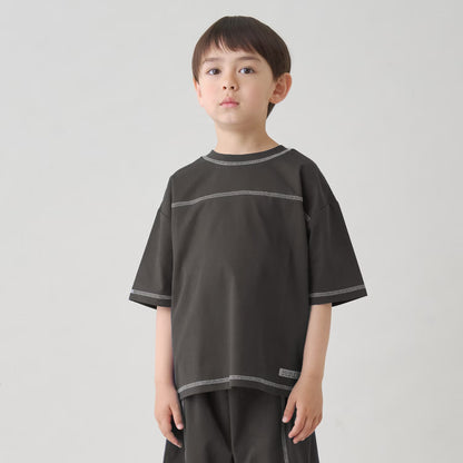 日本童裝 b・R# 防UV 隔熱布料 2Way 前後兩著 撞色拼接上衣 100-140cm 男童款 夏季 TOPS