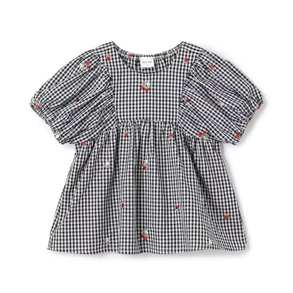 日本童裝 pe#main 士多啤梨刺繡泡芙袖上衣 80-130cm 女童款 夏季 TOPS