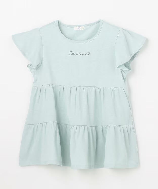 日本童裝 aF#a325 接觸冷感 小飛袖上衣 90-150cm 女童款 夏季 TOPS
